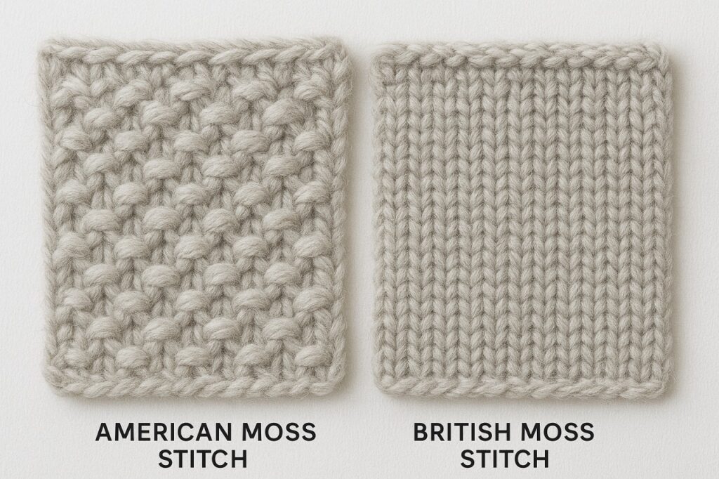Different Variations: American vs British Moss Stitch