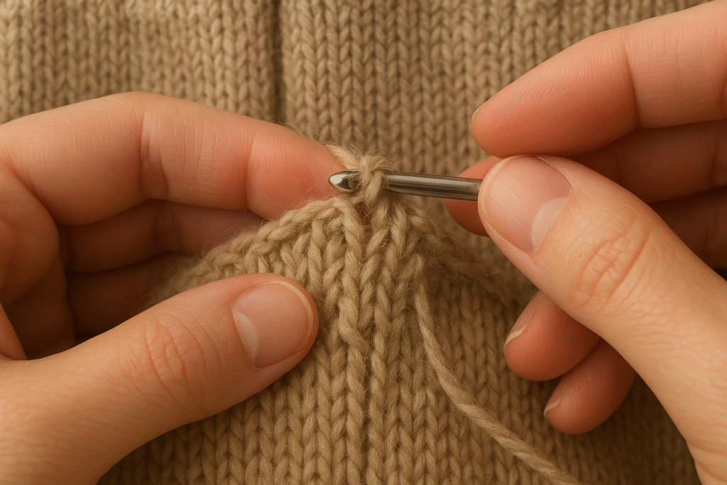 Using a Crochet Hook for Stitch Recovery