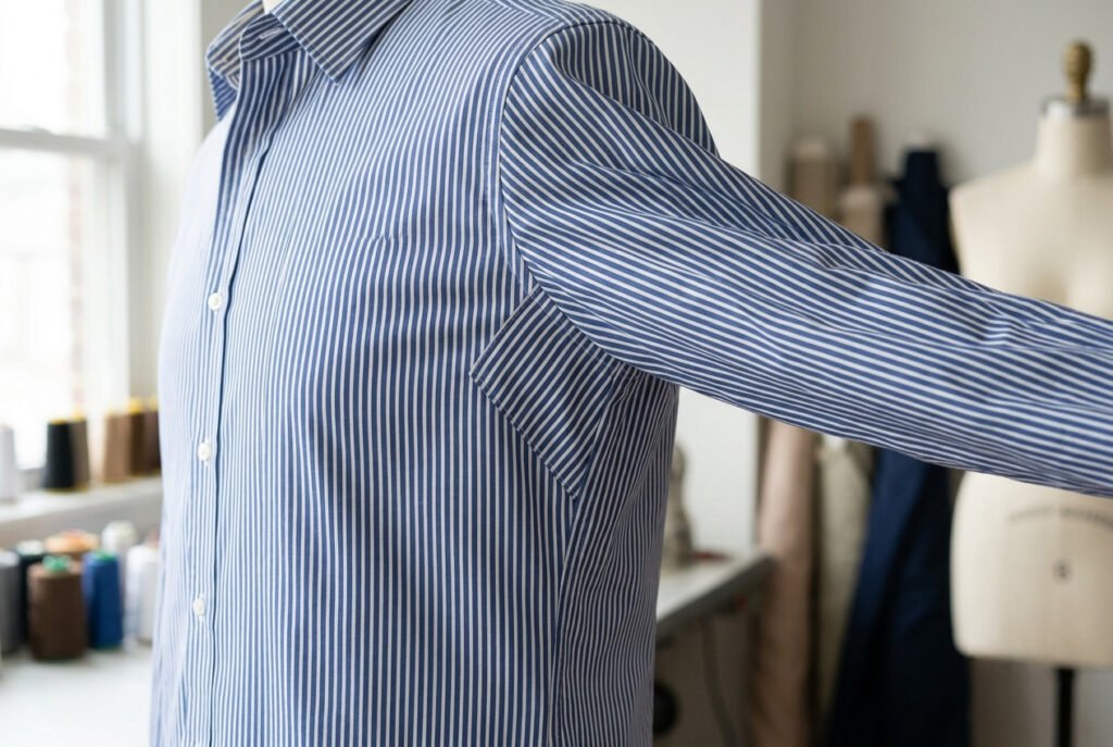 Finished underarm gusset sewn into a  shirt