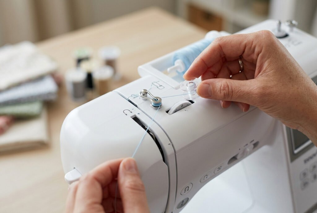 Winding thread onto a bobbin on a sewing machine