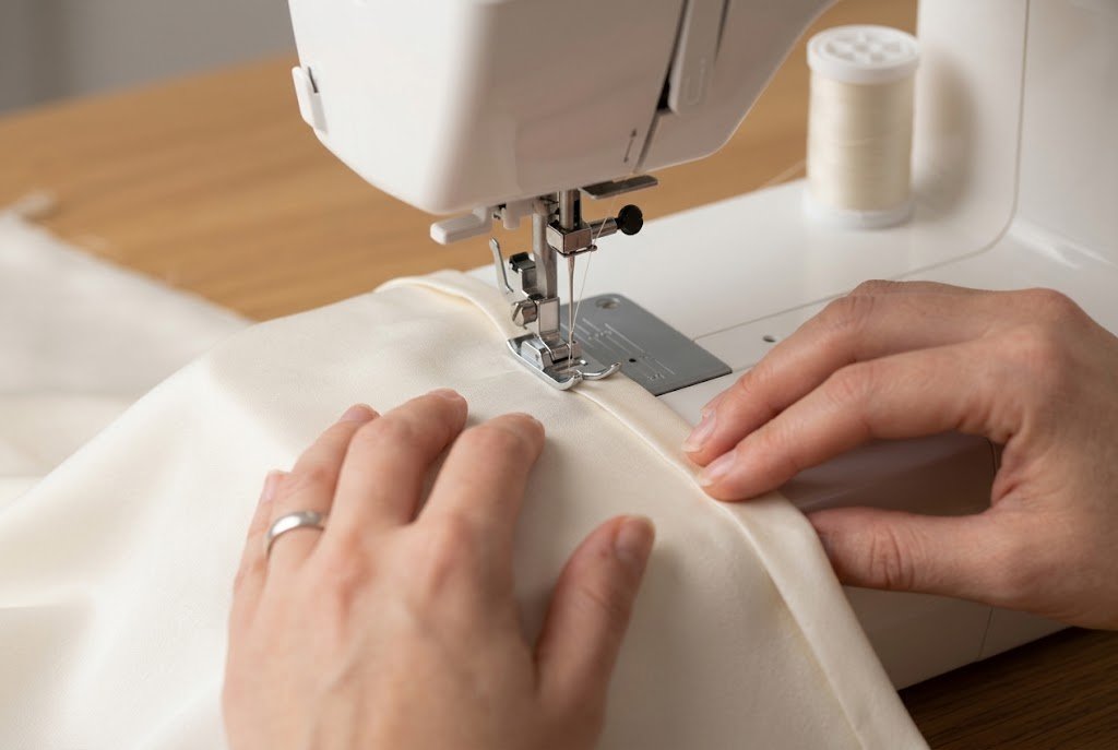 Folding fabric right sides together before sewing the second pass of a French seam