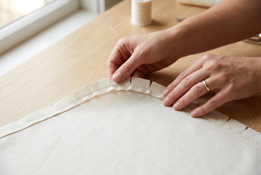 Small clips along a curved seam allowance to help a French seam lie flat